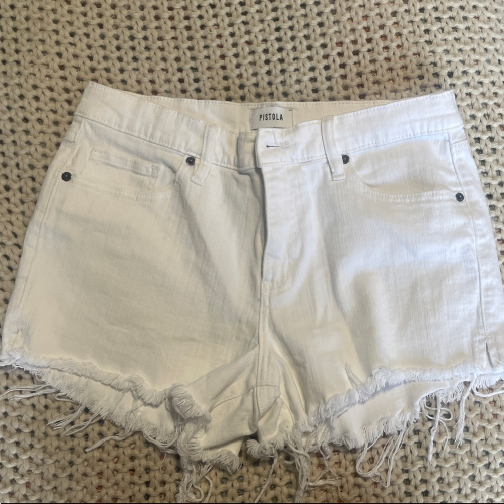 Pistola White Frayed Jean Shorts
